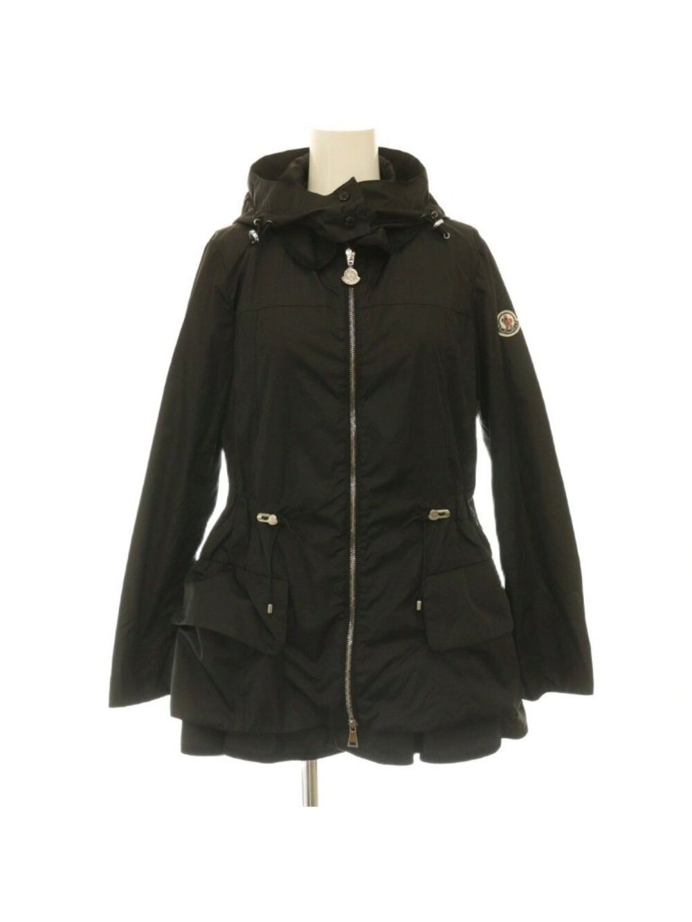 Moncler Limbert Ruffle Nylon Zip Up Jacket Black 00